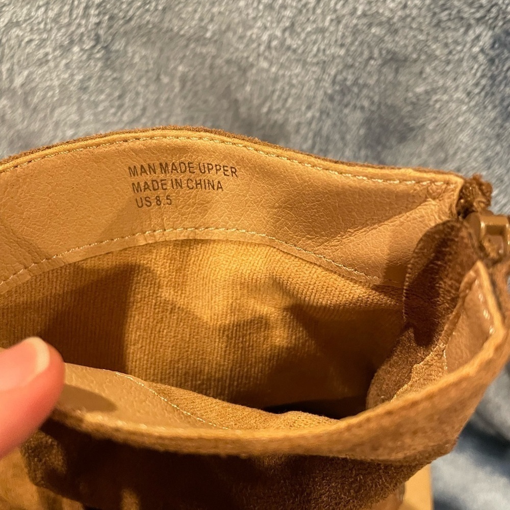 Oasis Society Vegan Suade Leather Camel Boots - Picture 6 of 11